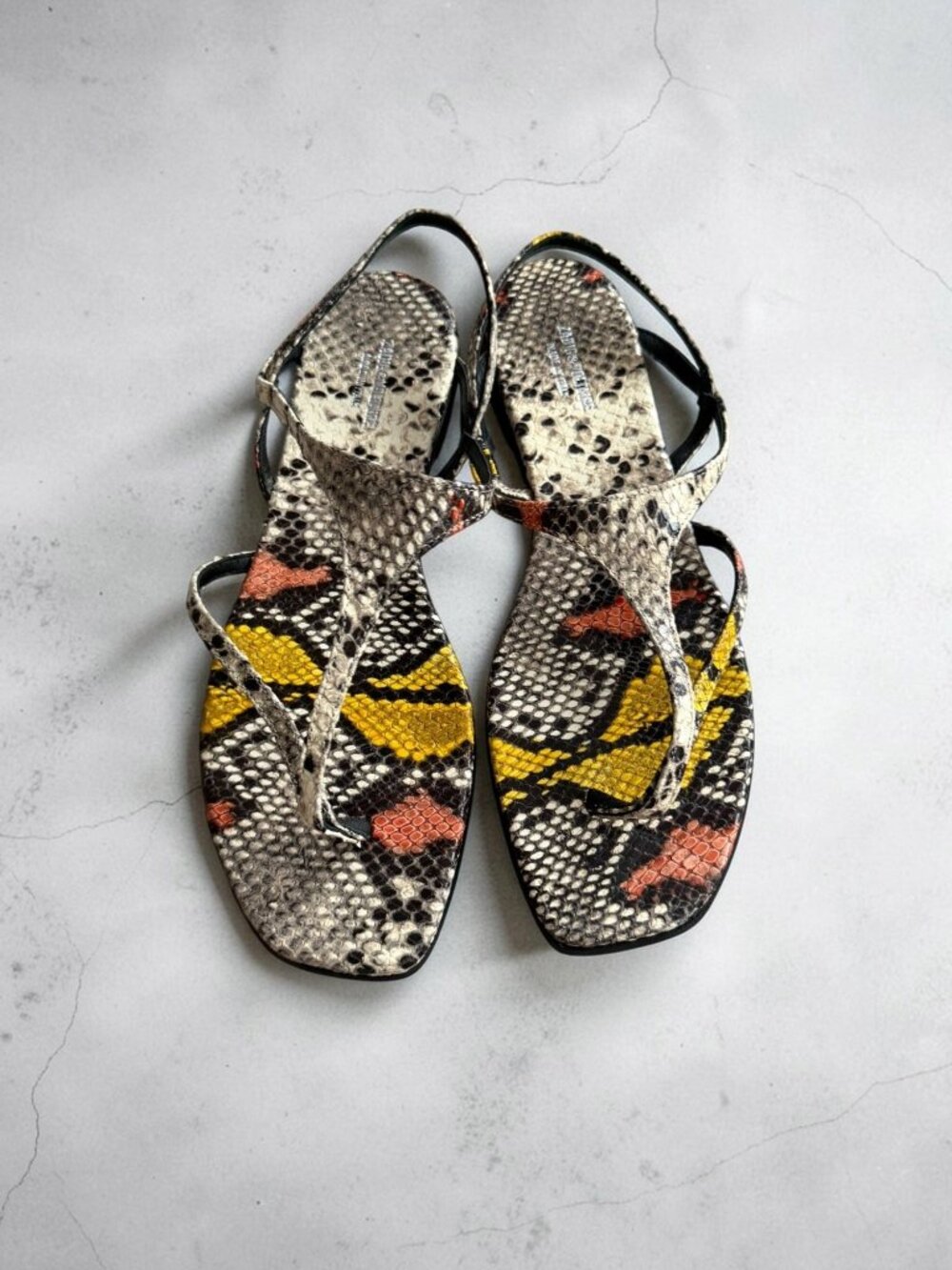 ZADIG & VOLTAIRE Multicolor Snake Print Leather Sandals Size 10 / 40